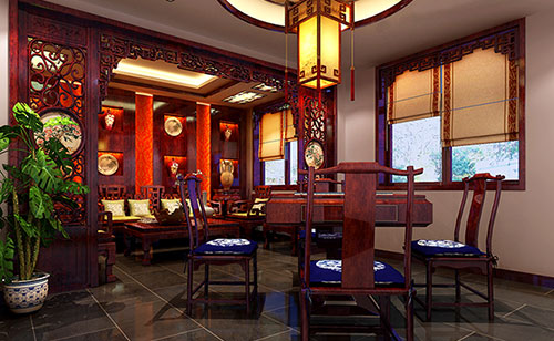 夏邑古典中式风格茶楼包间设计装修效果图